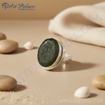 Load image into Gallery viewer, Silver Ring with Green Gemstone | Women&#39;s Ring
