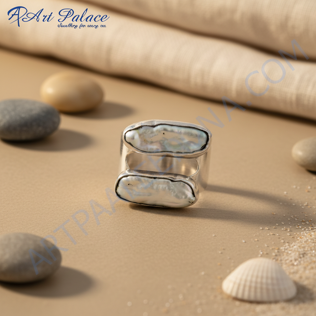 925 Silver Pearl Open Ring for Women | Statement Jewelry