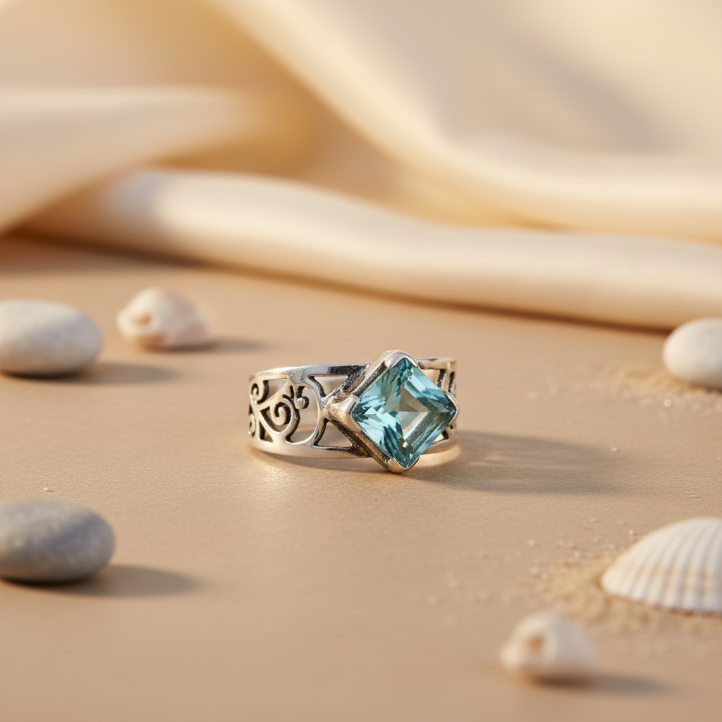 925 Silver Blue Topaz Ring for Women | Gemstone Jewelry