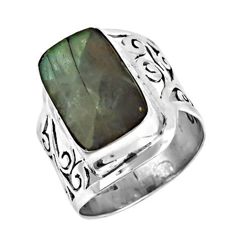 925 Silver Labradorite Ring for Women | Statement Ring