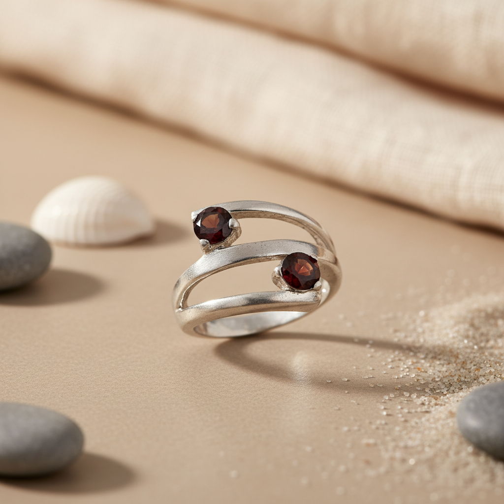 925 Silver Garnet Gemstone Ring for Women | Gift Jewelry