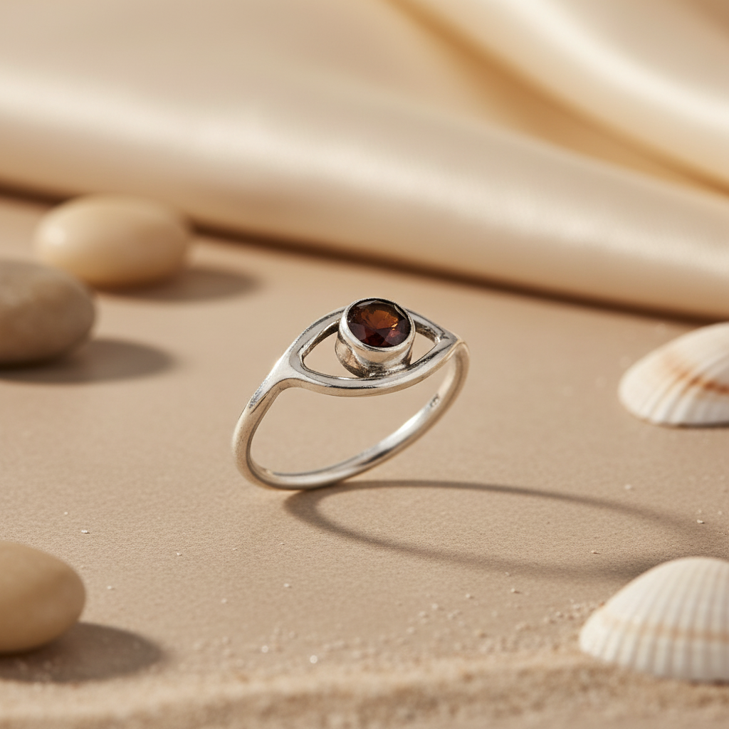 925 Sterling Silver Garnet Ring for Women | Gemstone Jewelry