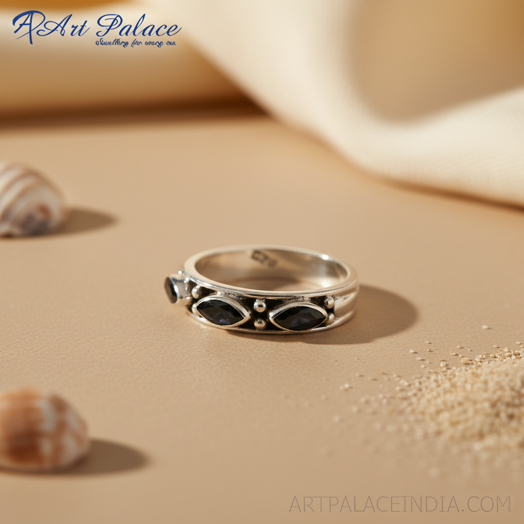 925 Silver Black Gemstone Ring | Women's Fashion Jewelry