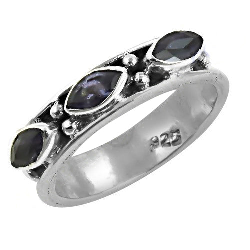 925 Silver Black Gemstone Ring | Women's Fashion Jewelry