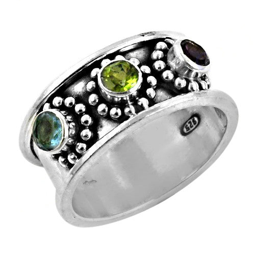 925 Silver Multi-Gemstone Ring for Women | Statement Jewelry