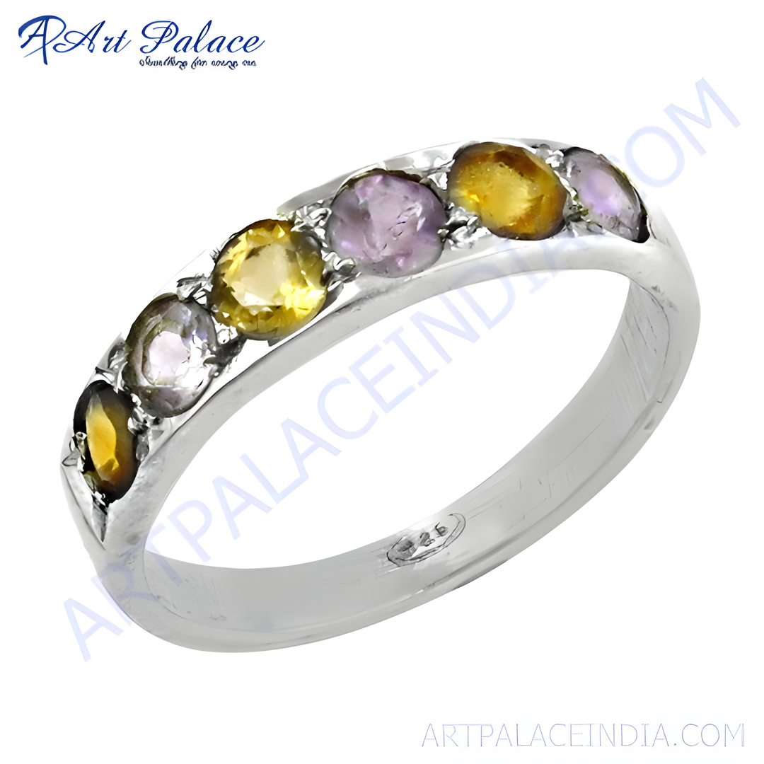 925 sterling silver gemstone ring with colorful gemstones. Perfect for daily wear and gifting.