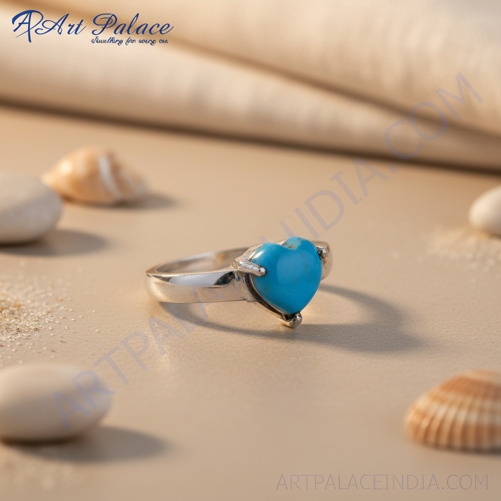 925 Silver Turquoise Heart Ring for Women | Gift Jewelry