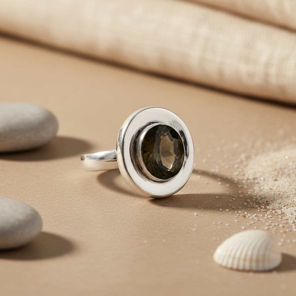 925 Silver Smoky Quartz Ring for Women | Statement Jewelry