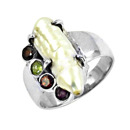 925 Silver Pearl & Gemstone Ring for Women | Statement Jewelry
