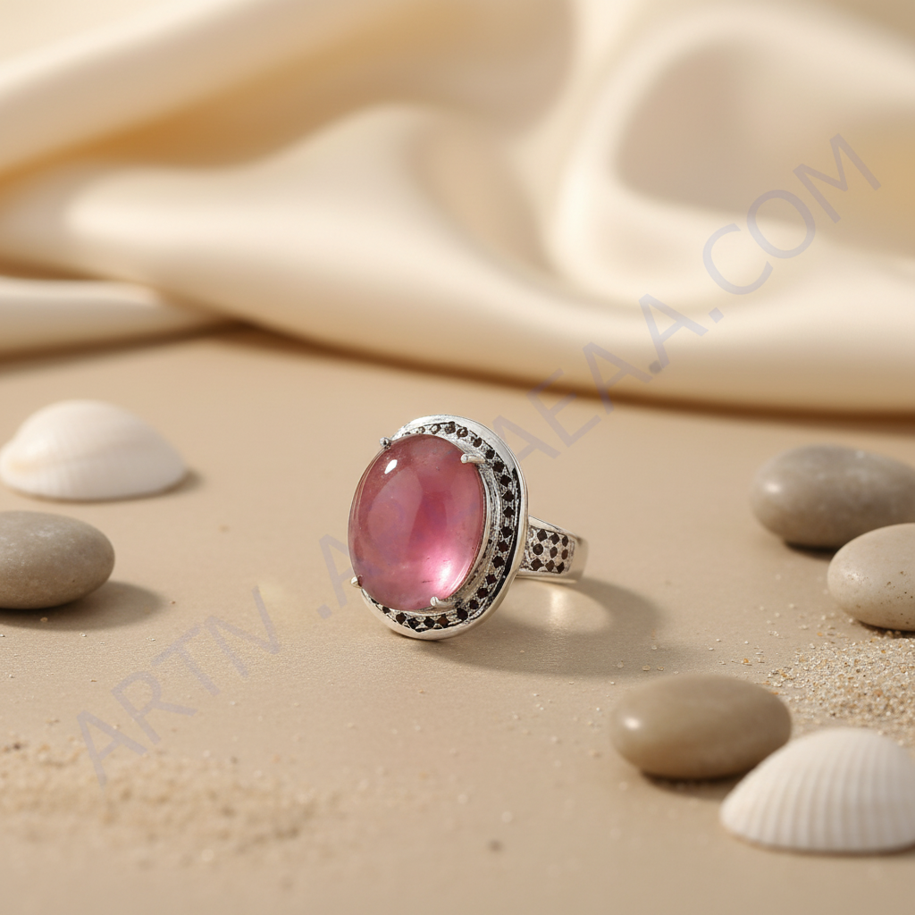 Anillo de plata de ley 925 con gema rosa para mujer | Joyería de regalo