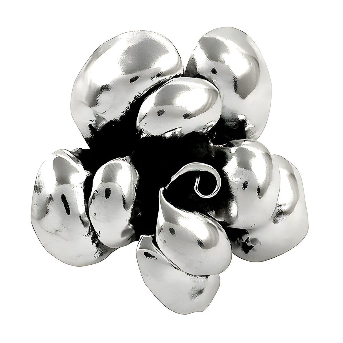 Silver flower brooch pin, crafted from polished silver, statement jewelry for women, elegant accessory, gift idea
