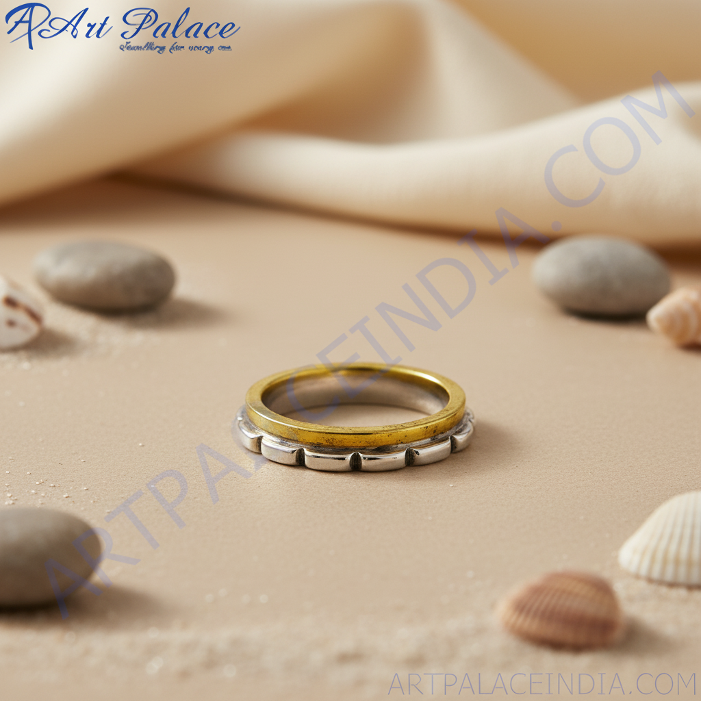 Anillo giratorio de plata y oro para mujer | Anillo para aliviar la ansiedad