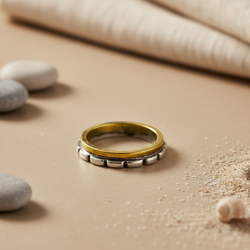 Silver and gold plating Spinner Ring for Women | Anxiety Relief Ring