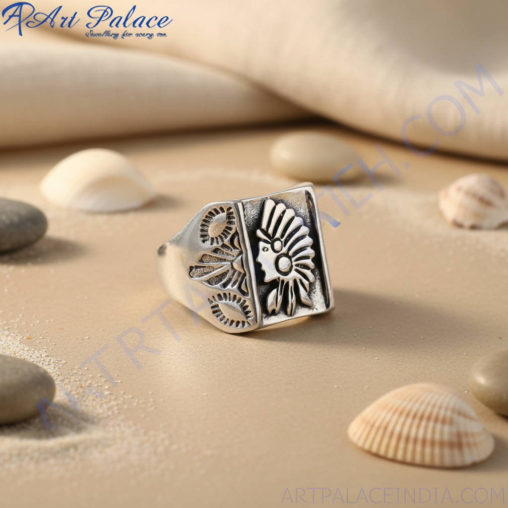 Anillo nativo americano de plata | Anillo llamativo para hombre | Regalo