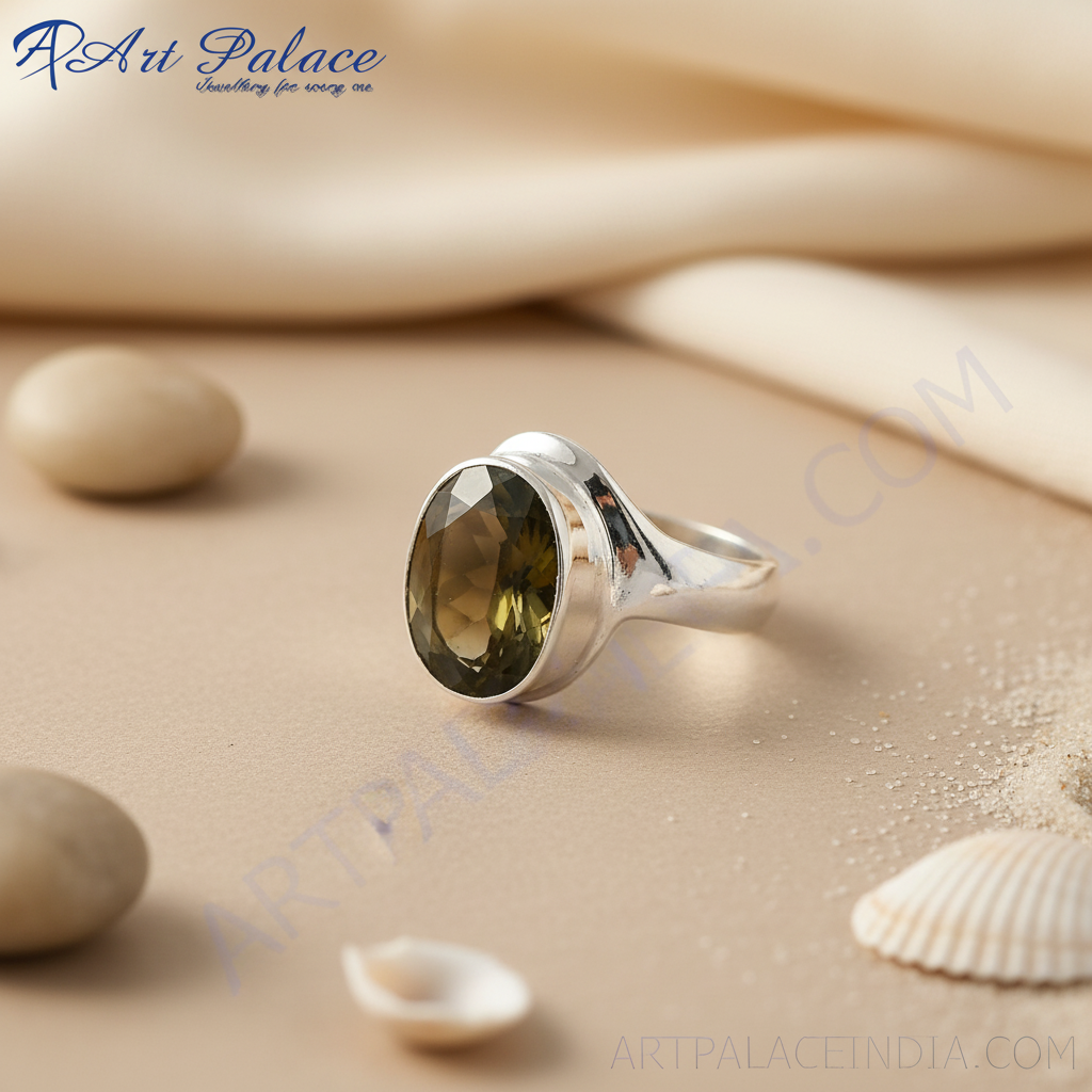925 Silver Smoky Quartz Ring | Oval Gemstone Ring for Women