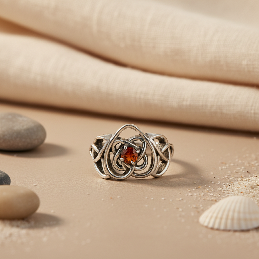 925 Silver Garnet Rose Ring for Women | Gemstone Jewelry