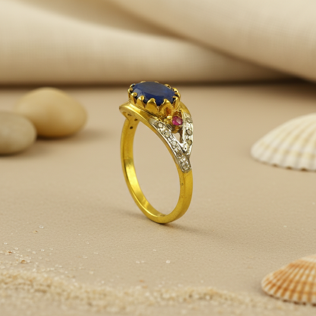 gold plating Sapphire Ruby Ring for Women | Gemstone Jewelry