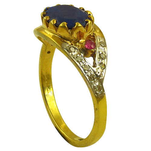 Gold plating sapphire ruby ring for women | gemstone jewelry