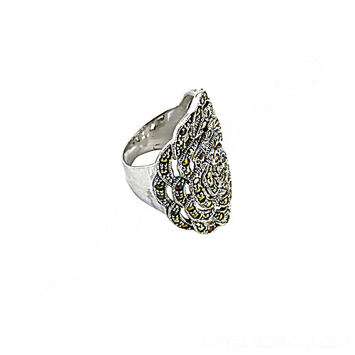 925 Silver Marcasite Ring for Women | Statement Jewelry