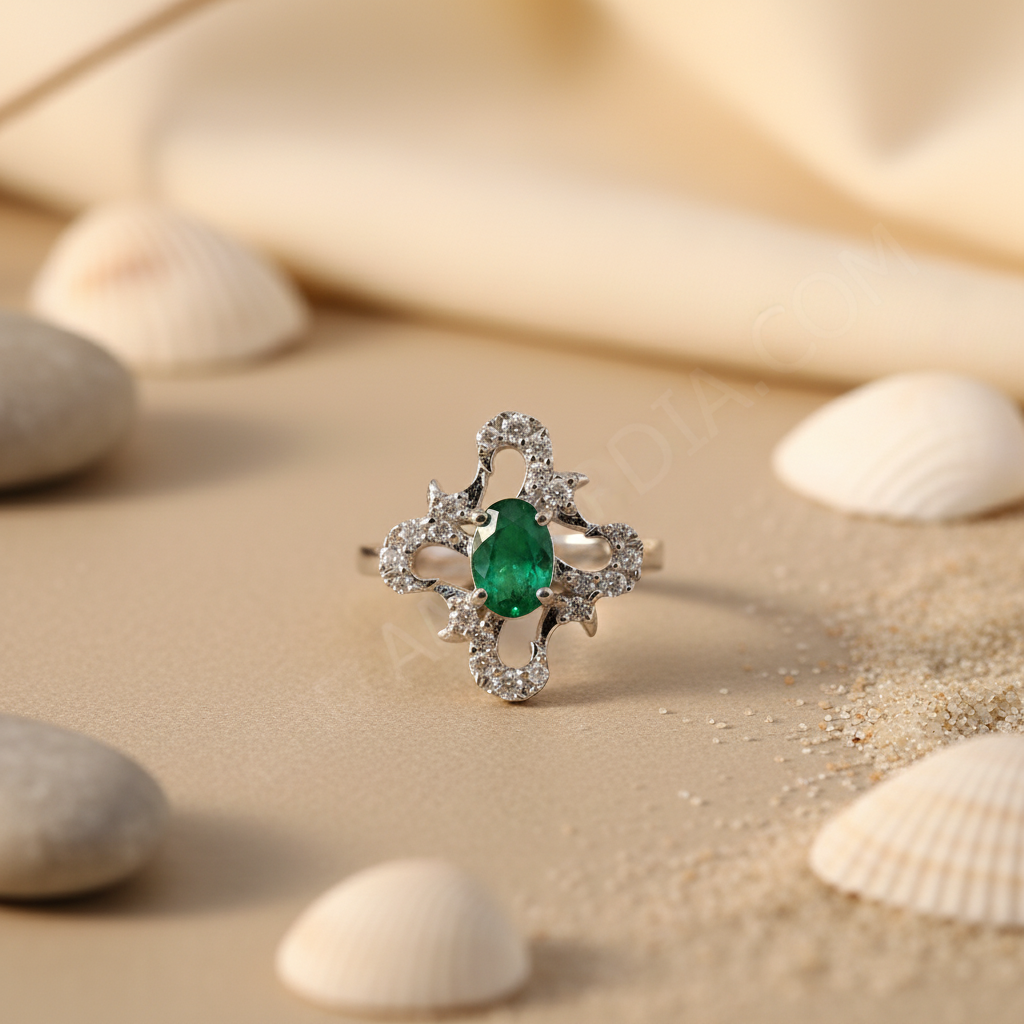 925 Silver Emerald Ring for Women | Gemstone Jewelry