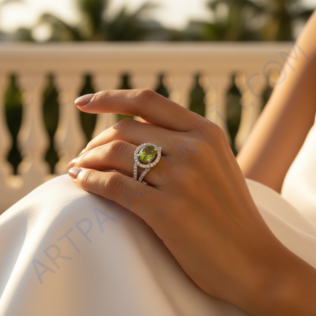 925 Sterling Silver Peridot Ring for Women | Gemstone Jewelry