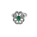 将图像加载到图库查看器中， Silver Emerald Ring for Women | Floral Design | Gift

