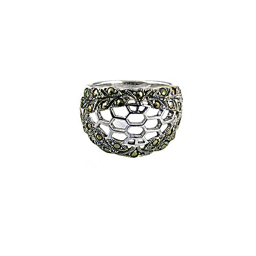 925 Silver Marcasite Ring for Women | Hexagon Design