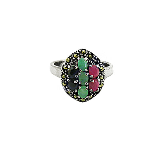 925 Silver Multi-Gemstone Ring for Women | Cocktail Ring