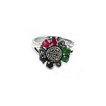 Load image into Gallery viewer, 925 Silver Gemstone Flower Ring | Women's Ring | Gift
