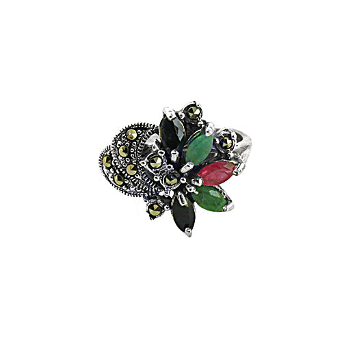 925 Silver Multi-Gemstone Ring for Women | Cocktail Ring