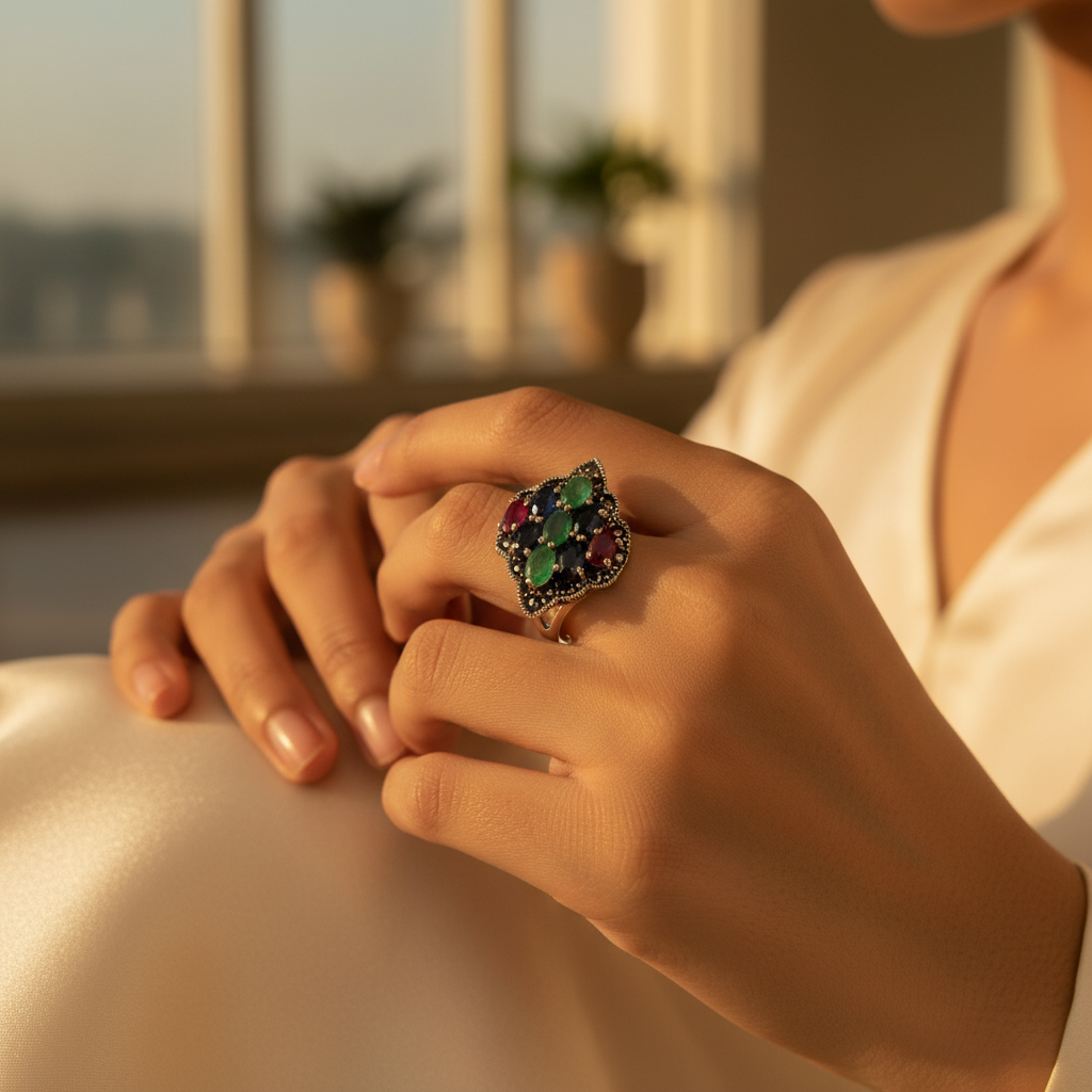 Silver Gemstone Ring for Women | Cocktail Ring