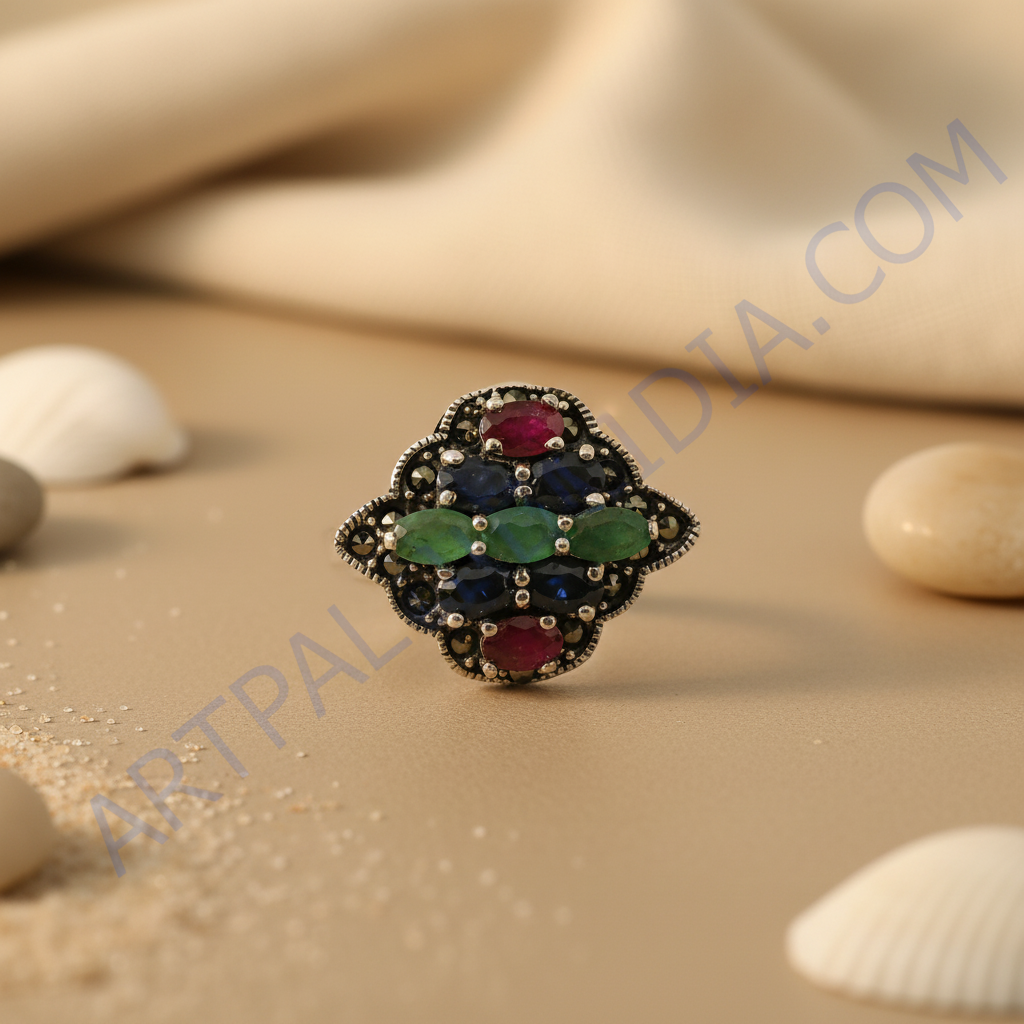 Silver gemstone ring for women | cocktail ring