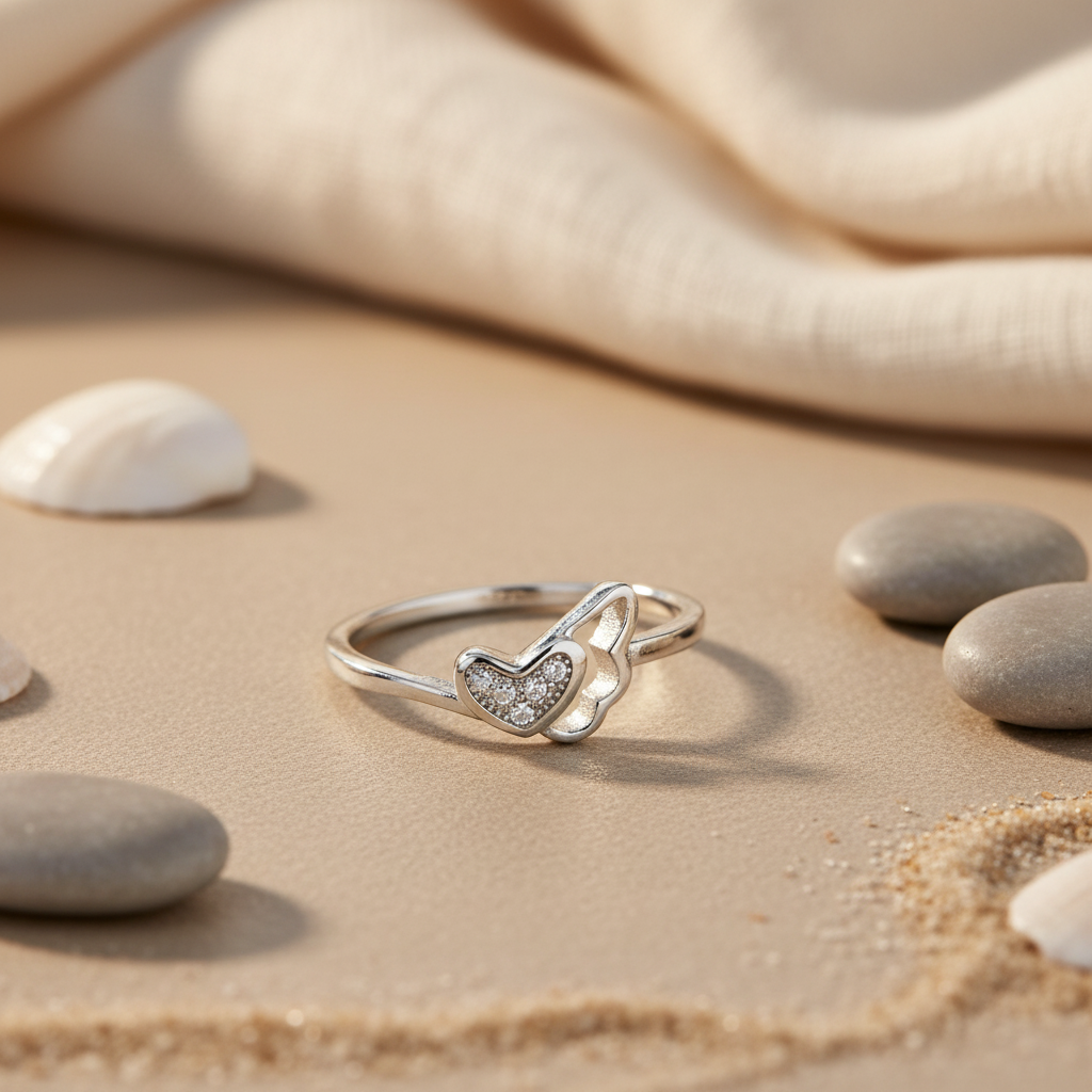 925 Silver Heart Ring with Cubic Zirconia | Women's Ring