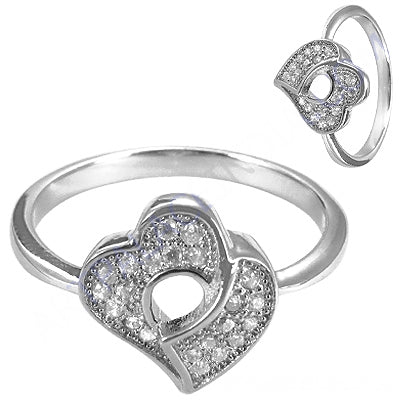 925 sterling silver diamond heart ring | women's ring | gift