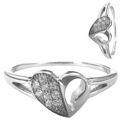 925 Silver Heart Ring with Cubic Zirconia | Women's Jewelry Gift