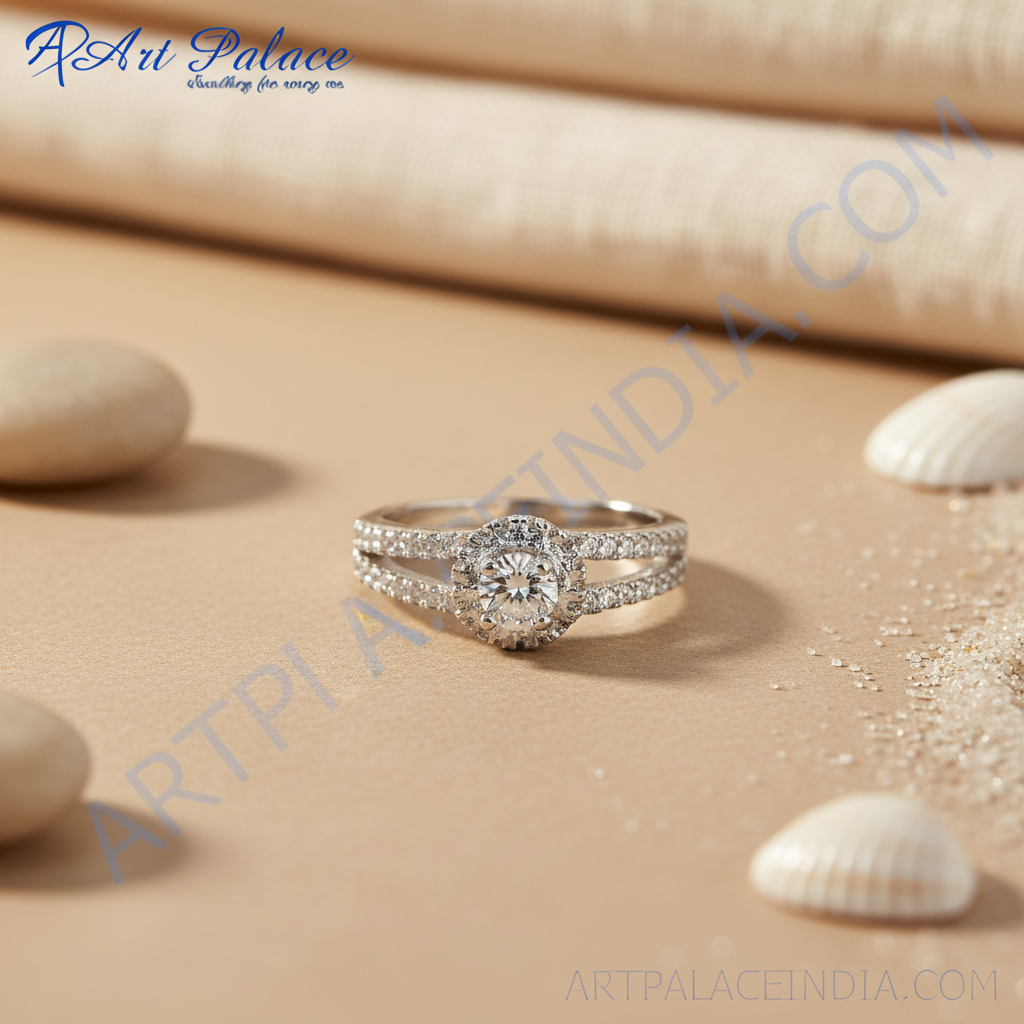 Silver Diamond Ring for Women | Engagement Ring | Gift