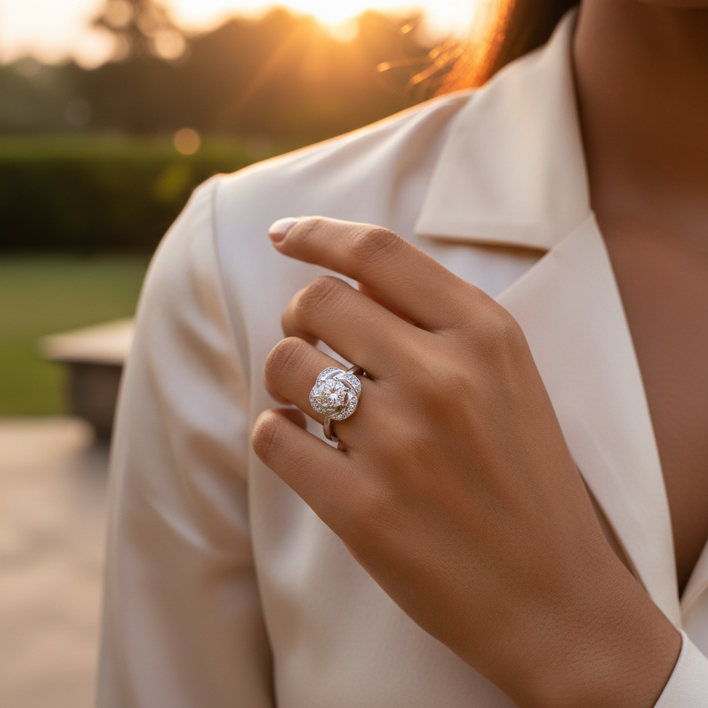 Anillo de plata con diamantes para mujer | Compromiso | Regalo