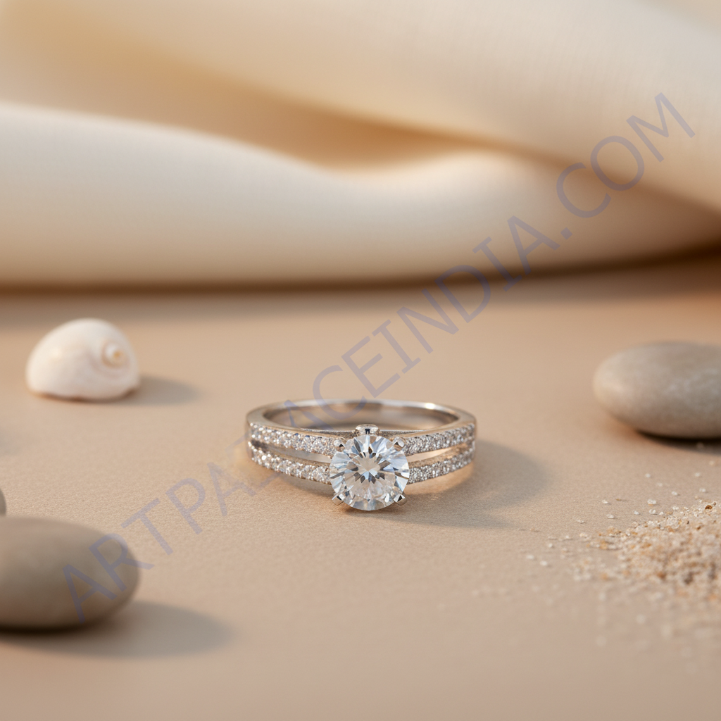 Anillo solitario de plata con diamantes para mujer | Anillo de compromiso