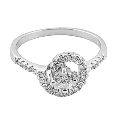 925 Silver Halo Diamond Ring for Women | Engagement Gift