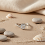 将图像加载到图库查看器中， Silver Solitaire Engagement Ring | Round Cut Diamond | For Her
