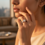 Load image into Gallery viewer, Anillo de compromiso solitario de plata | Circonita cúbica | Para mujer
