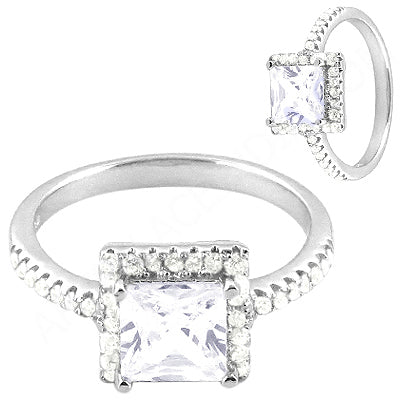 925 silver princess cut ring | white cubic zirconia | for women