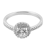 将图像加载到图库查看器中， Silver Halo Engagement Ring | Diamond Look | Women's Ring
