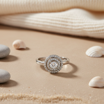 将图像加载到图库查看器中， Silver Halo Diamond Ring for Women | Engagement Ring | Gift

