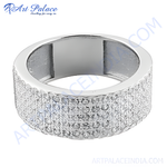 Load image into Gallery viewer, Silver ring with pave set cubic zirconia stones, perfect for a gift.
