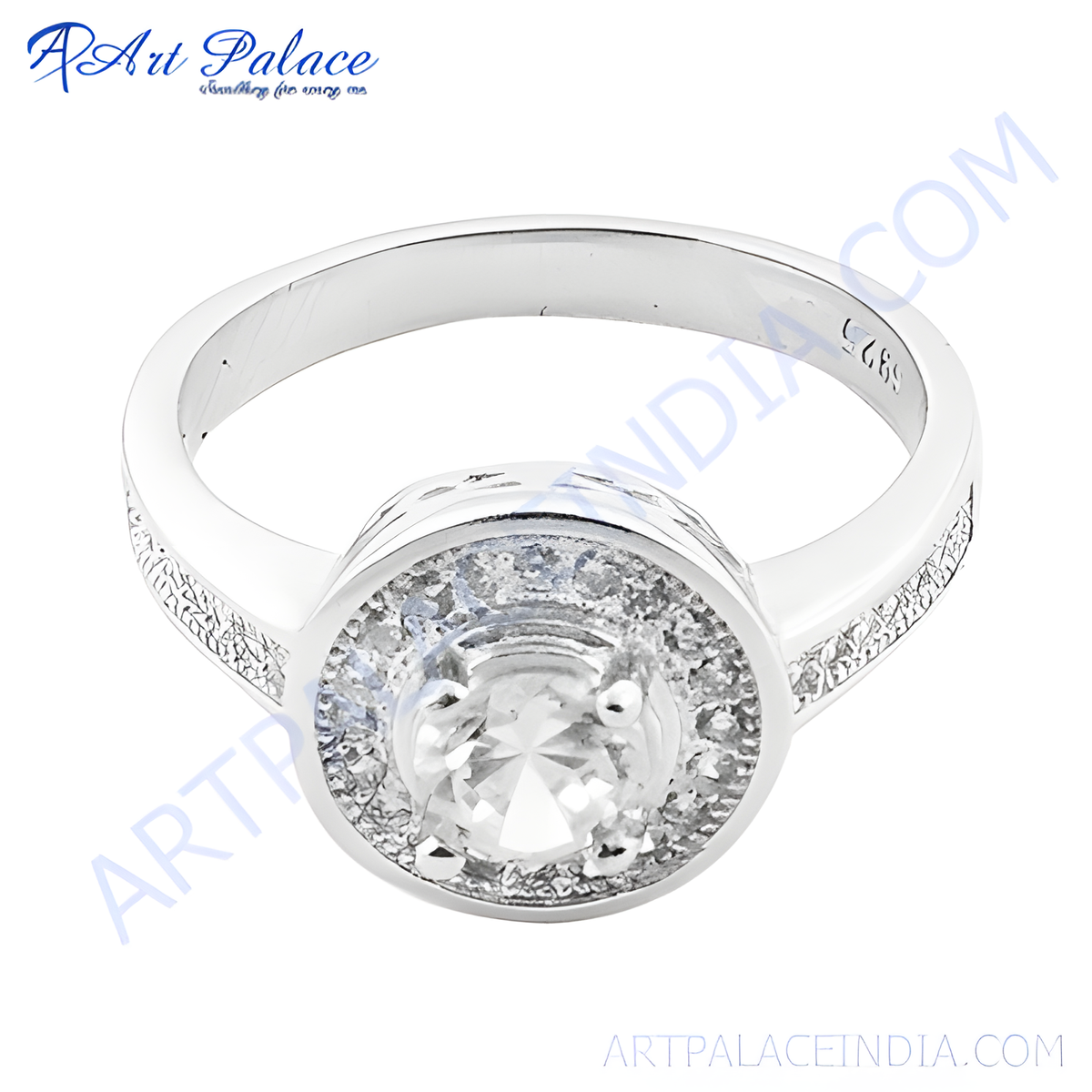 925 sterling silver halo ring with clear cubic zirconia center stone, sparkling for women