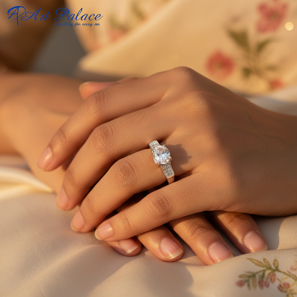 925银椭圆形切割戒指 | 女士订婚戒指