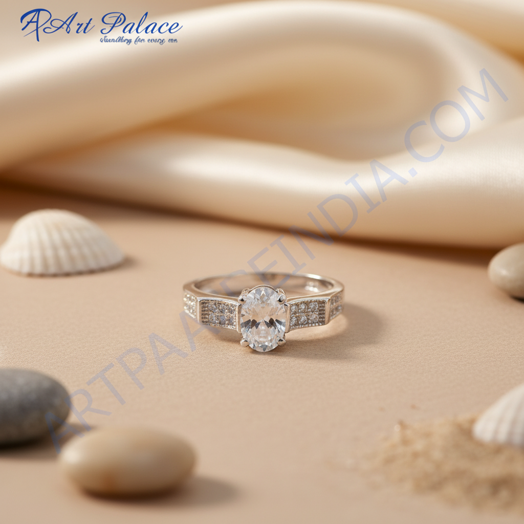 925银椭圆形切割戒指 | 女士订婚戒指