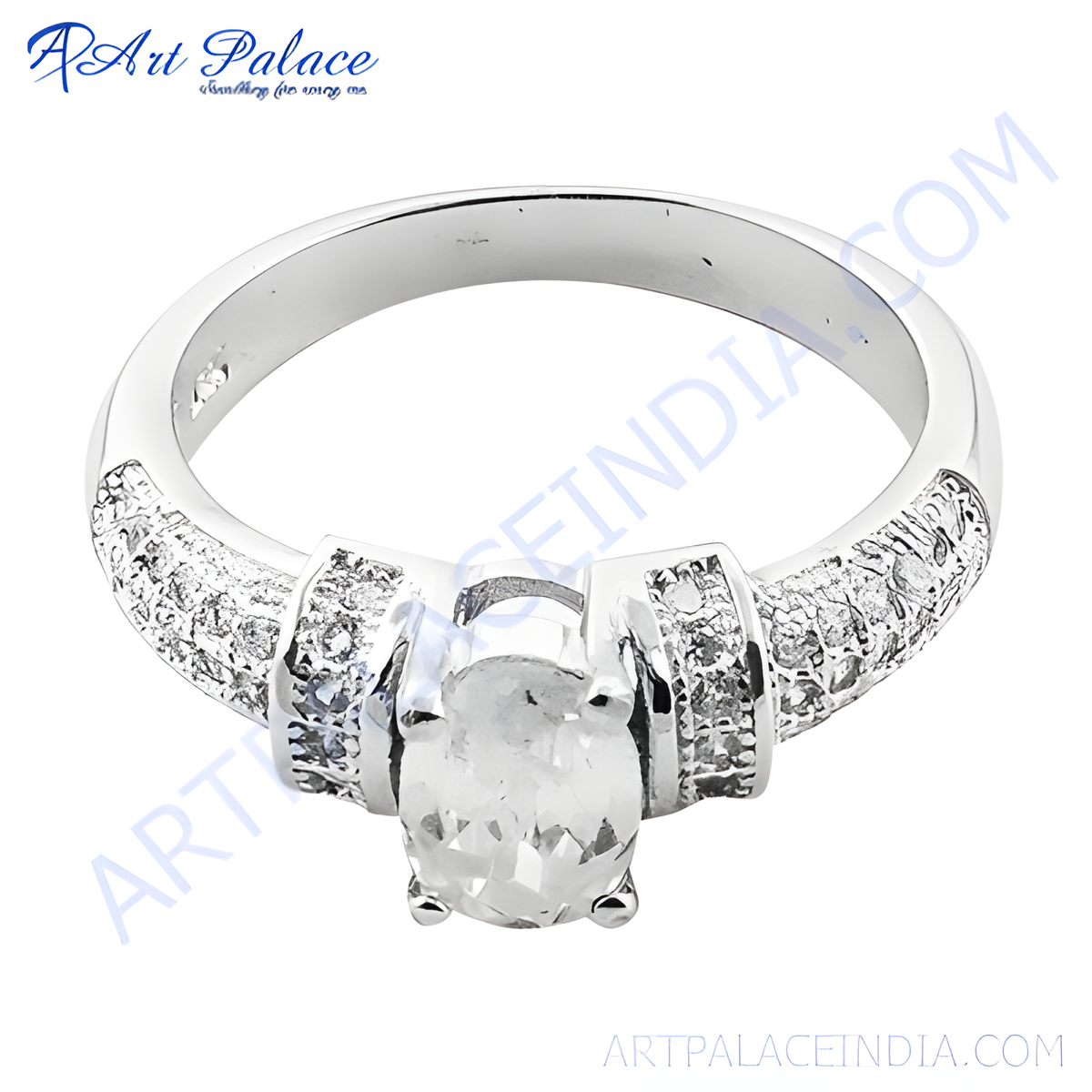 Sterling silver ring with a large oval cut clear cubic zirconia gemstone, perfect gift for her