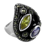 Load image into Gallery viewer, 925 Silver Marcasite Gemstone Ring for Women | Statement Jewelry
